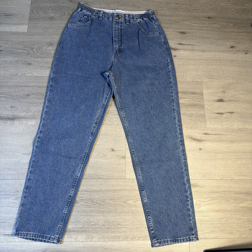 Vintage 80s Lee Elastic‎ Waist Denim Jeans USA Made Est 30/28 High rise